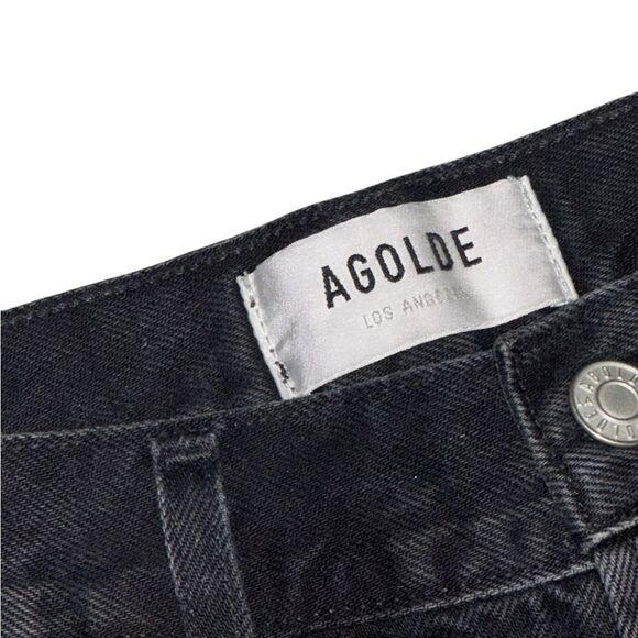 AGOLDE x REVOLVE Lana Slice mid rise black decent Relaxed Straight Leg Jeans - Picture 9 of 12
